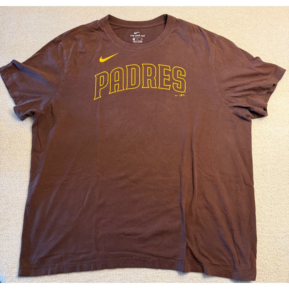 Nike San Diego Padres Manny Machado 13 MLB T-Shirt Mens XXL Brown Gold Tee